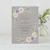 Taupe Lyrische Botanische Bruiloft Kaart (Staand voorkant)