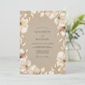 Taupe Magnolia Bruiloft Kaart (Staand voorkant)