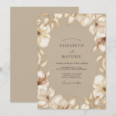 Taupe Magnolia Bruiloft Kaart (Voorkant / Achterkant)