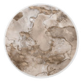 Taupe marmer en goud abstract keramische knop (Voorkant)
