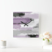 Taupe Mauve White - Abstracte penseelstreken Vierkante Klok (Huis)