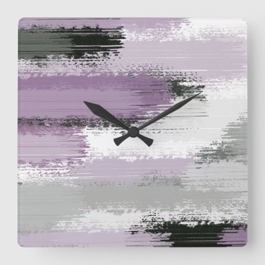 Taupe Mauve White - Abstracte penseelstreken Vierkante Klok (Voorkant)