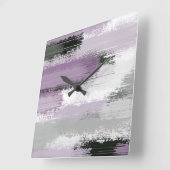Taupe Mauve White - Abstracte penseelstreken Vierkante Klok (Hoek)