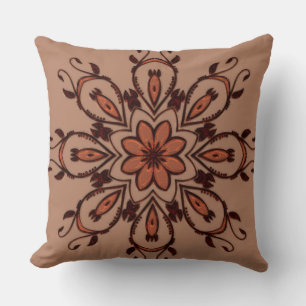 Taupe/Melon Mandala Reversible Pillow Kussen