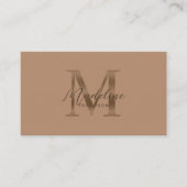 Taupe Metallic Bruin Monogram Script QR Code Visitekaartje (Voorkant)