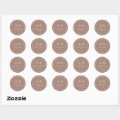 Taupe Minimaal en Chic | Trouw Initiaal Ronde Sticker (Vel)