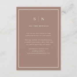 Taupe Minimal Chic Border | Wedding Guest Details Informatiekaartje