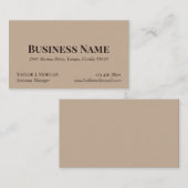 Taupe Minimal Large Bold Business Name Visitekaartje (Voorkant / Achterkant)