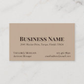 Taupe Minimal Large Bold Business Name Visitekaartje (Voorkant)