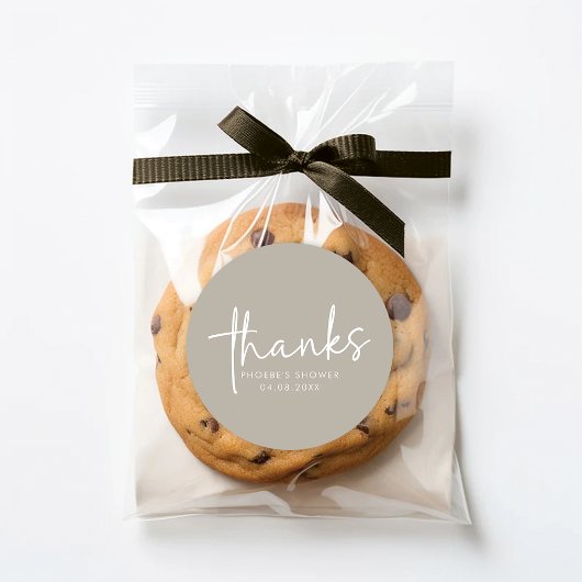 Taupe Minimal Script Vrijgezellenfeest Favor Stick Ronde Sticker