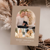 Taupe Minimalist Arch 3 Foto Feestdagenkaart