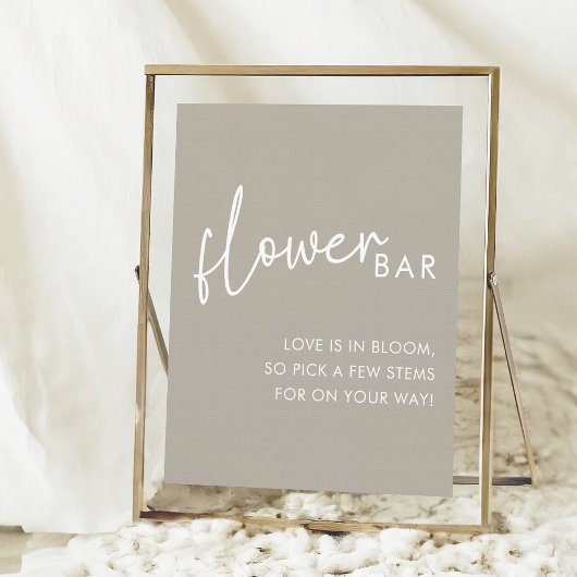 Taupe Minimalist Script Vrijgezellenfeest Flower B Poster
