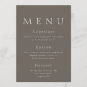 Taupe Minimalist Wedding Menu Card Kaart (Voorkant)