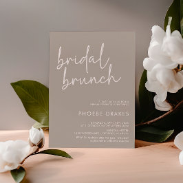 Taupe minimalistisch script bruids brunch kaart