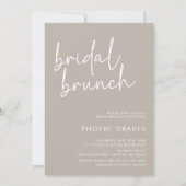Taupe minimalistisch script bruids brunch kaart (Voorkant)
