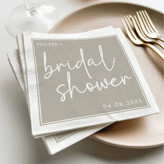 Taupe Minimalistisch Script Bruidsuitnodiging Servet