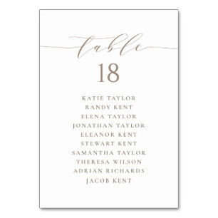Taupe Minimalistisch Script Trouwstoelenplan Kaart