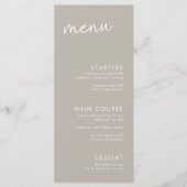 Taupe Minimalistisch Script Vrijgezellenfeest Menu (Voorkant)