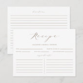 Taupe Minimalistisch Vrijgezellenfeest Recept Kaar Briefkaart (Voorkant / Achterkant)