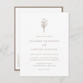 Taupe Minimalistische Bloemboeket Bruiloft Uitnodiging Briefkaart (Voorkant / Achterkant)