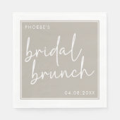 Taupe Minimalistische Script Bruidsbrunch Servet (Voorkant)
