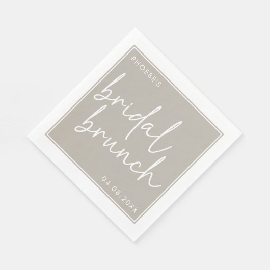 Taupe Minimalistische Script Bruidsbrunch Servet (Hoek)