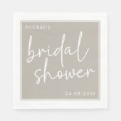 Taupe Minimalistische Script Bruidsuitnodiging Servet (Voorkant)