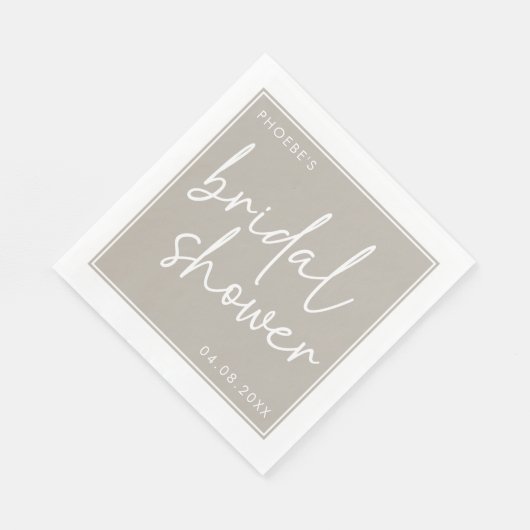 Taupe Minimalistische Script Bruidsuitnodiging Servet (Hoek)