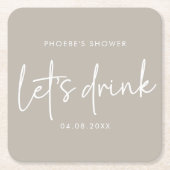 Taupe Minimalistische Script Bruiloft Coasters Kartonnen Onderzetters (Voorkant)