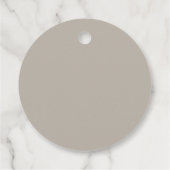 Taupe Minimalistische Script Bruiloftsshower Favor Bedankjes Labels (Achterkant)