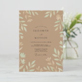 Taupe Mint Bladerige Trouw Kaart (Staand voorkant)