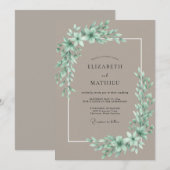 Taupe Mint Loof Eucalyptus Bruiloft Kaart (Voorkant / Achterkant)
