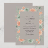 Taupe Mint Ranunculus Eucalyptus Bruiloft Kaart (Voorkant / Achterkant)