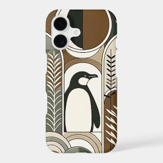 Taupe Mocha Abstracte Graan Bogen Patroon Pinguïn
