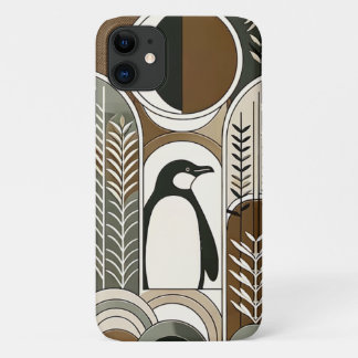 Taupe Mocha Abstracte Grain Bogen Patroon Pinguïn Case-Mate iPhone Case