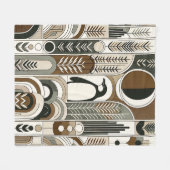 Taupe Mocha Abstracte Grain Bogen Patroon Pinguïn Fleece Deken (Voorkant (Horizontaal))