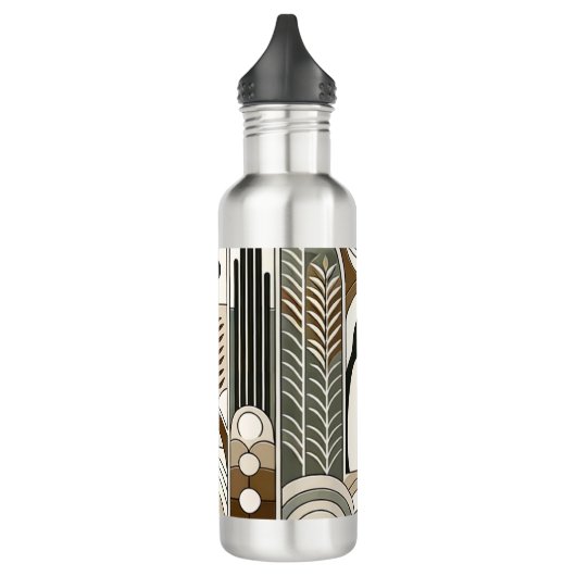 Taupe Mocha Abstracte Grain Bogen Patroon Pinguïn Waterfles (Links)