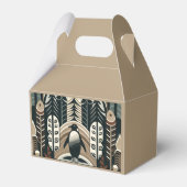 Taupe Mocha Ivoor Pinguïn Bos met Boogbogen Bedankdoosjes (Voorkant Zijde)