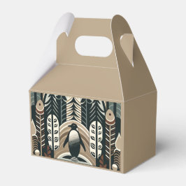 Taupe Mocha Ivoor Pinguïn Bos met Boogbogen Bedankdoosjes