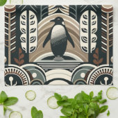 Taupe Mocha Ivoor Pinguïn Bos met Boogbogen Theedoek (Gevouwen)