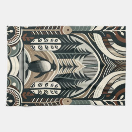 Taupe Mocha Ivoor Pinguïn Bos met Boogbogen Theedoek