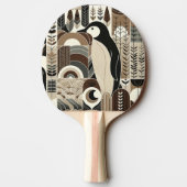 Taupe Mocha Ivoor Pinguïn in Grain Forest Planten Tafeltennisbatje (Achterkant)