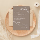 Taupe Mocha Simple Boho Floral Botanical QR Code Kaart