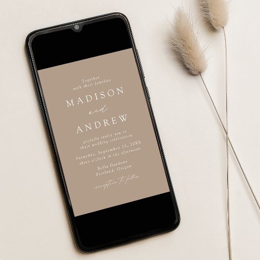 Taupe Modern Elegance Wedding Kaart