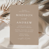 Taupe Modern Elegance Wedding Kaart