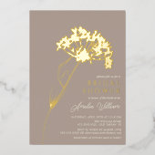 Taupe Modern Floral Vrijgezellenfeest Folie Folie Uitnodiging (Voorkant)