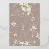 Taupe Modern Floral Vrijgezellenfeest Folie Folie Uitnodiging (Achterkant)
