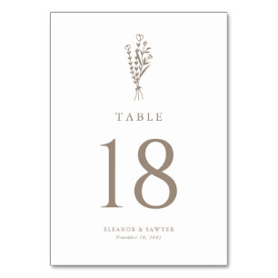 Taupe Modern Minimalistisch Bloemen Boeket Bruilof Kaart