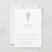 Taupe Modern Minimalistisch Bloemen Boeket Bruilof RSVP Kaartje (Voorkant)