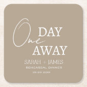 Taupe Modern One Day Away Repetitie Diner Wedding Kartonnen Onderzetters (Voorkant)